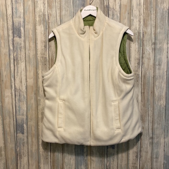 IZOD Women's Reversible Lime Green/White Quilted Puffer Vest | Large NWOT - Picture 2 of 13